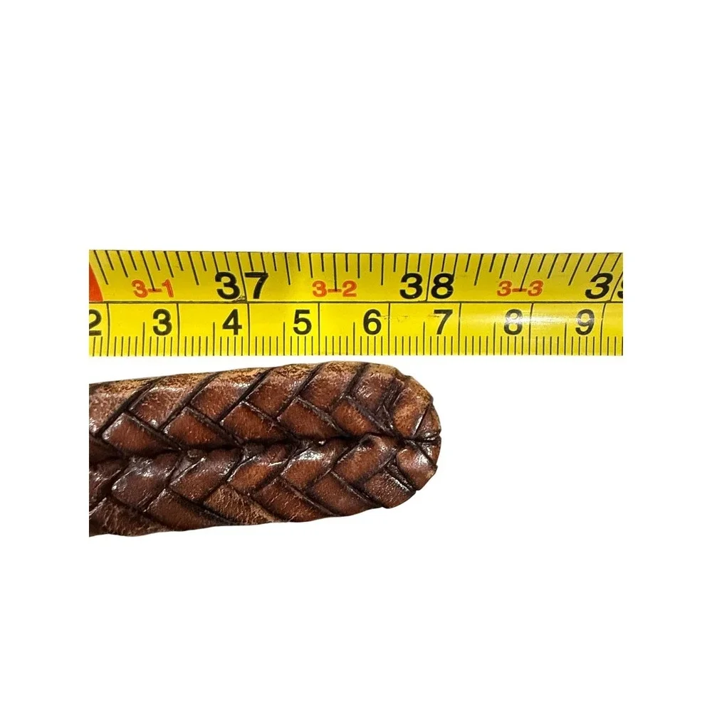 Brighton Brown Braided Leather‎ Belt Silver Engraved Buckle Southwestern Size 32